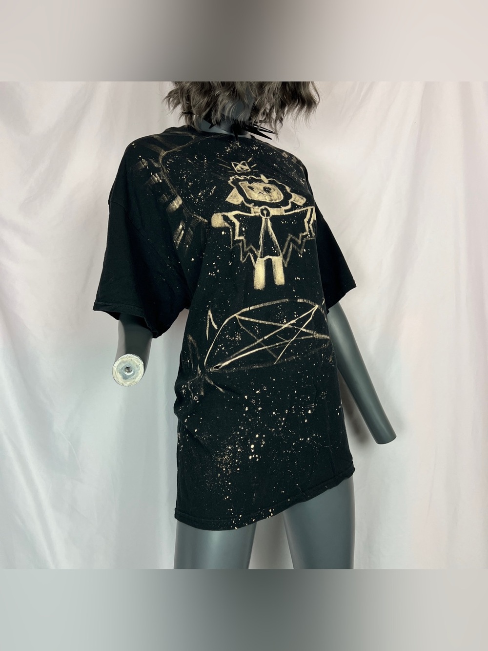 Black Cult Of The Lamb Hand Bleached Custom T-Shirt